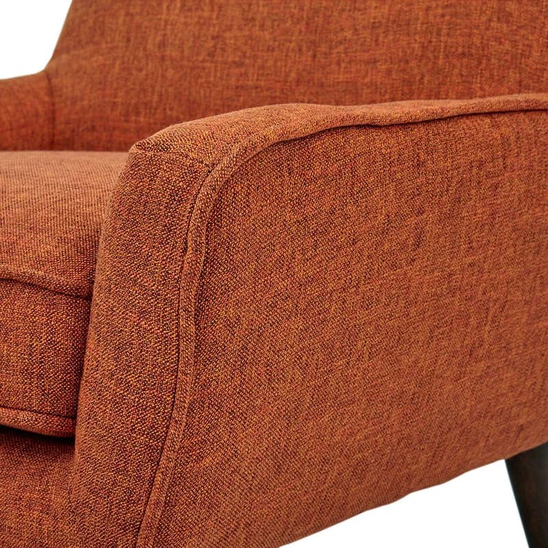 Marque Amazon - Rivet Jamie - Chaise d'appoint à accoudoirs bas, style années 1950, L 79 cm L, Orange brûlé