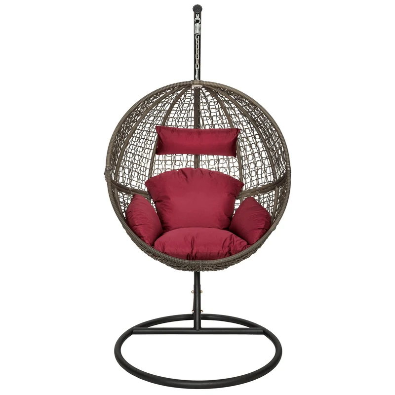 tectake Chaise hamac avec Support en Résine Tressée Fauteuil Suspendu de Jardin Balancelle Transat - diverses Couleurs au Choix - (Marron | No. 401776)