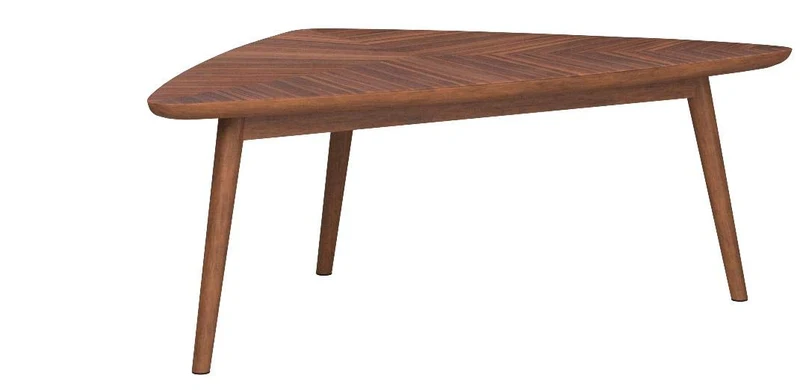 Marque Amazon - Rivet - Table basse triangulaire, en noyer et aux pieds en bois massif, 105 x 60 cm