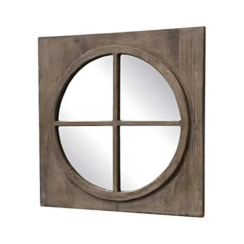 L'ORIGINALE DECO Miroir Fenêtre Ronde Œil de Bœuf Bois 55 cm x 55 cm