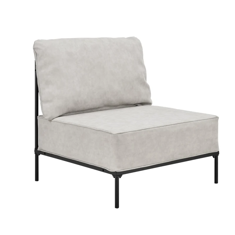 [en.casa]® Modules de canapés - canapé de 4 piéces avec porte-pieds - PU-similicuir - écru