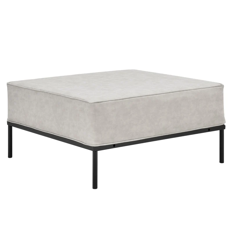 [en.casa]® Modules de canapés - canapé de 4 piéces avec porte-pieds - PU-similicuir - écru