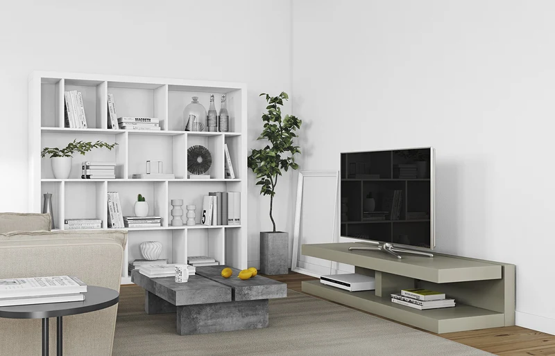 Delamaison Jinto Table, Aspect béton, Gris, 94 x 62 x 25 cm