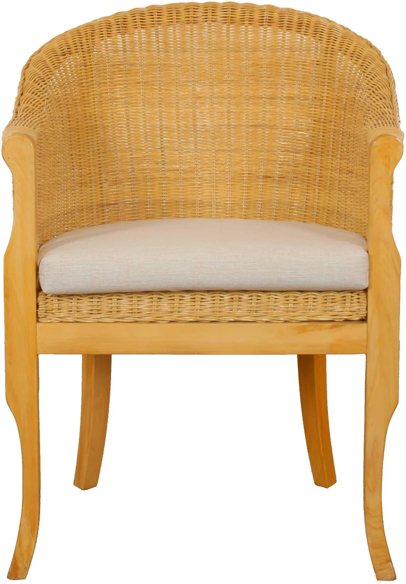 korb.outlet Fauteuil en rotin avec Pieds en Bois, Fauteuil en rotin véritable, Couleur Miel