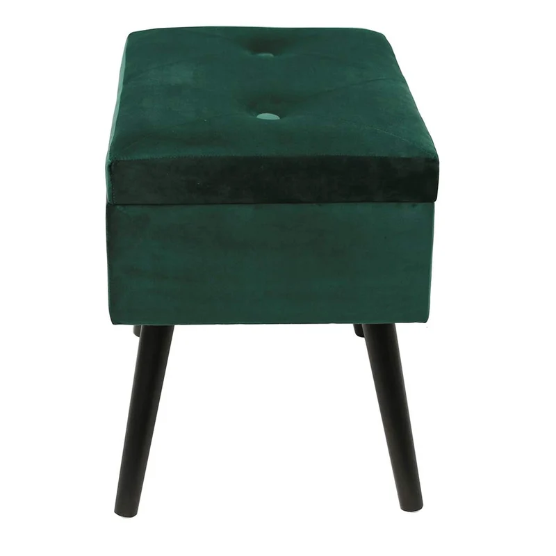 THE HOME DECO FACTORY Coffre Valise Velours Vert Bois, 50 x 46 x 35 cm