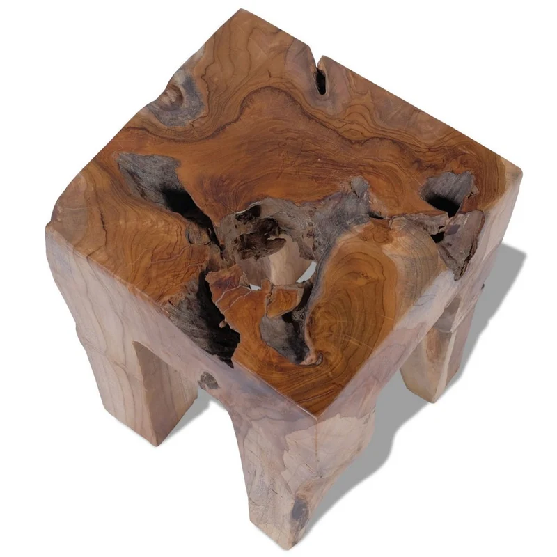 Festnight Tabourets en Teck Massif Table d'appoint Nature Marron 30 x 30 x 40 cm