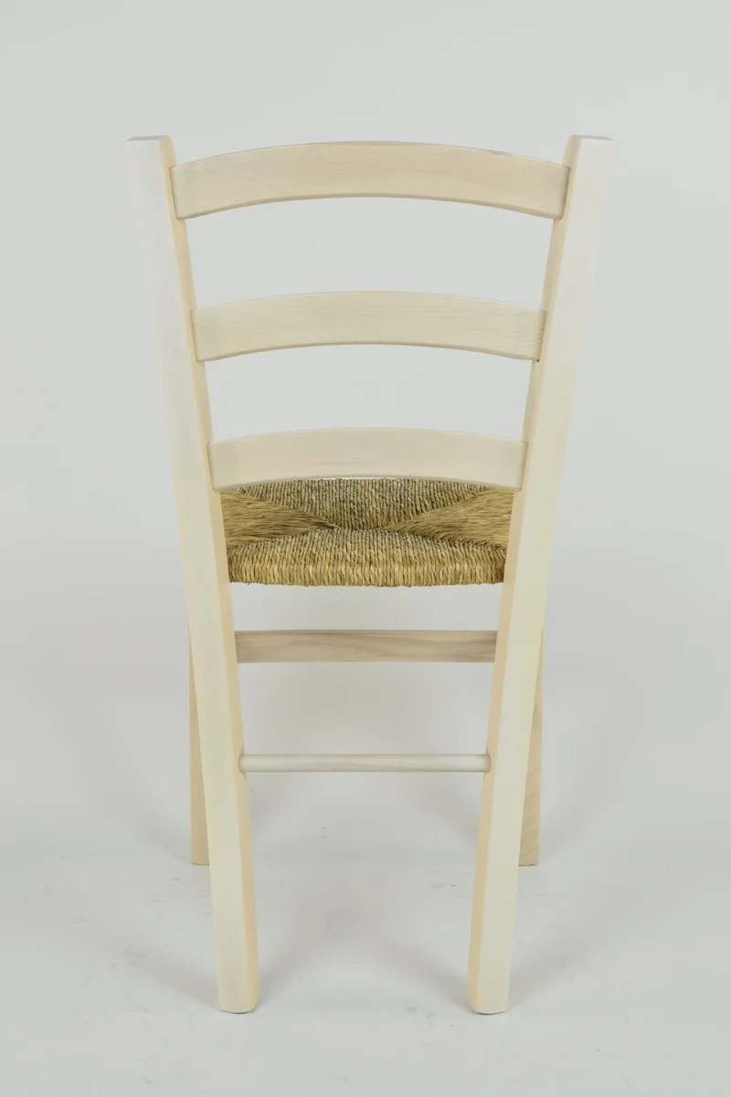 Tommychairs Chaise du Design - Set de 2 chaises Venice pour la Cuisine et la Salle à Manger, avec Structure en Bois, Coleur Aniline Blanche et Assise en Paille