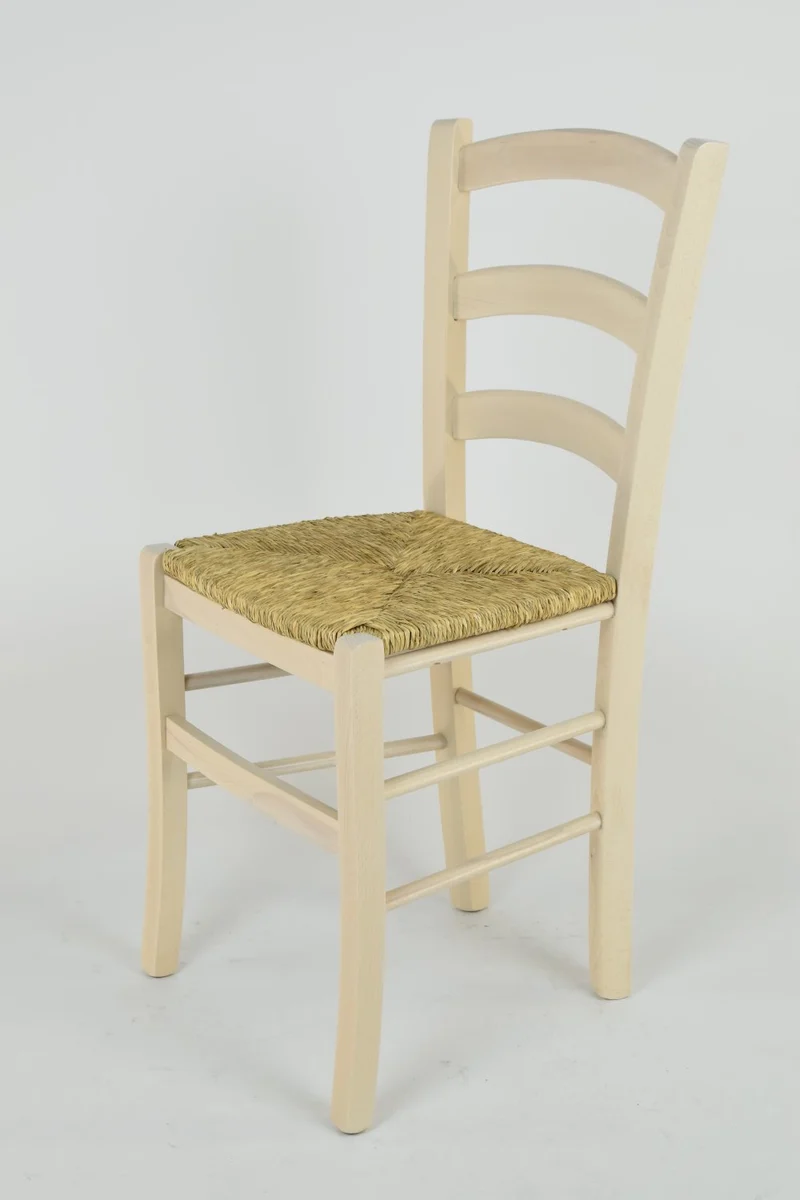 Tommychairs Chaise du Design - Set de 2 chaises Venice pour la Cuisine et la Salle à Manger, avec Structure en Bois, Coleur Aniline Blanche et Assise en Paille