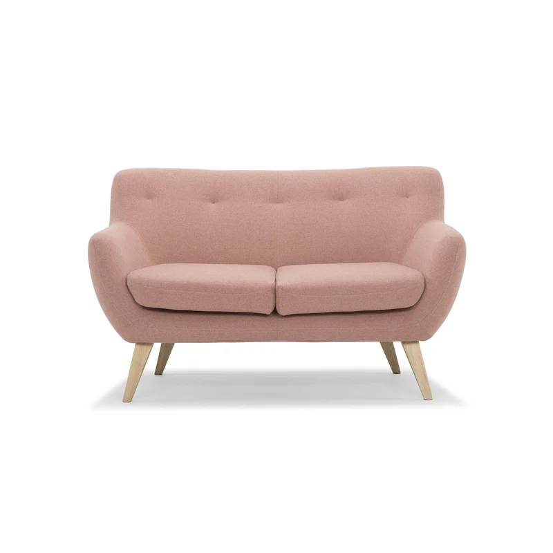 Scandinavian Design, Oscar canapé 2 places, tissu rose, 132 x 79 x 80 cm