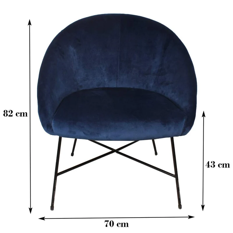 Nimara Fauteuil en velours | Fauteuil avec tissu en velours et accoudoirs | Fauteuil de salon avec confort et détente | Fauteuil de qualité en bleu, gris et rose