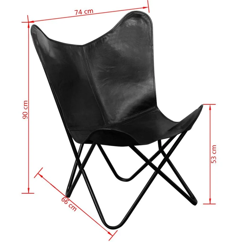 VidaXL Chaise de Relaxation en Cuir véritable avec Papillons Noir