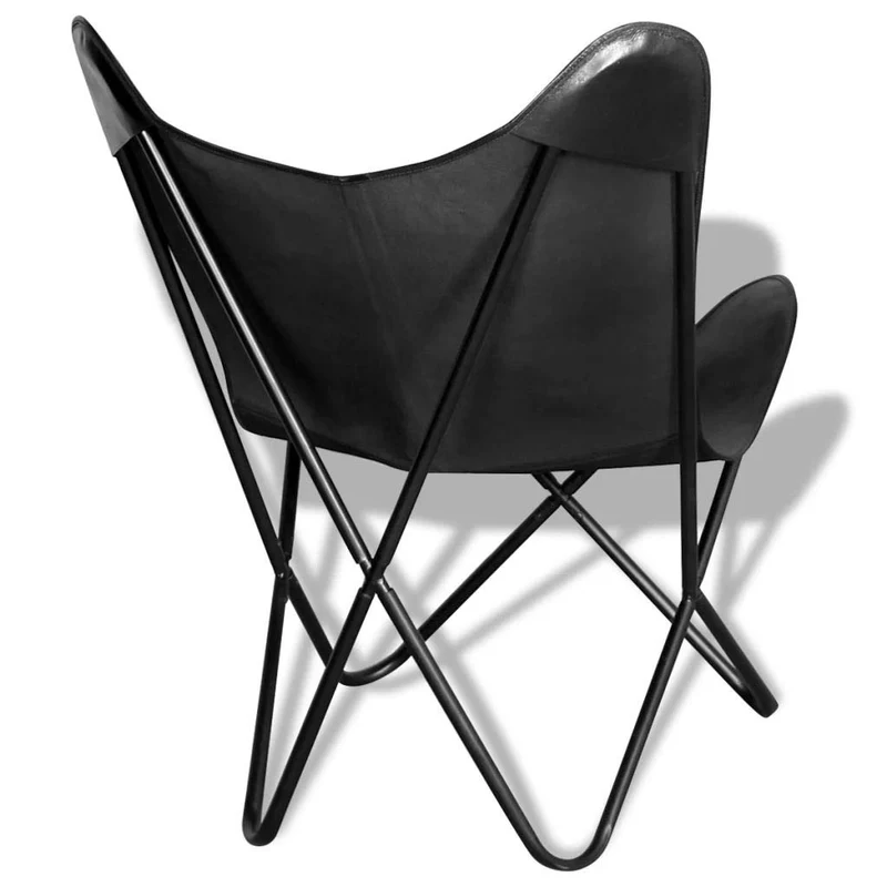 VidaXL Chaise de Relaxation en Cuir véritable avec Papillons Noir