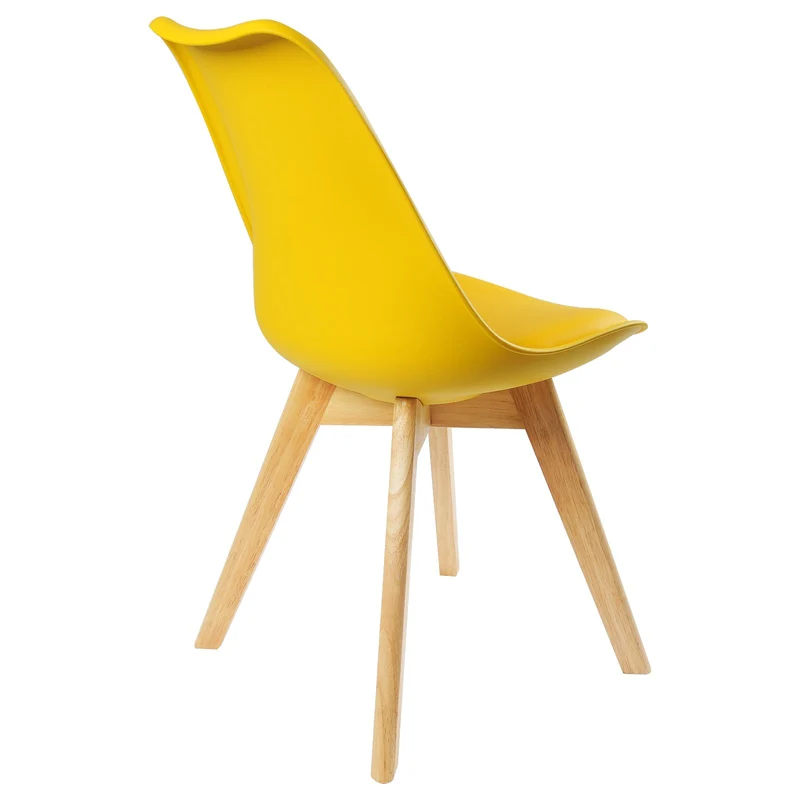 WOLTU 2 Chaises de Salle à Manger Cuisine/Salon chaises,Design en Similicuir et Bois Massif,Jaune BH29gb-2