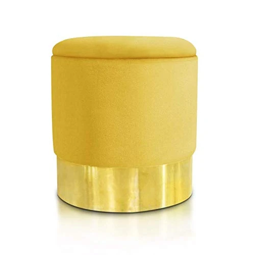 IDMarket - Pouf en Velours Jaune et doré