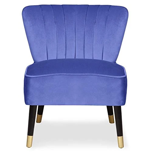 Paris Prix - Lot De 2 Fauteuils Striés en Velours Mili 74cm Bleu