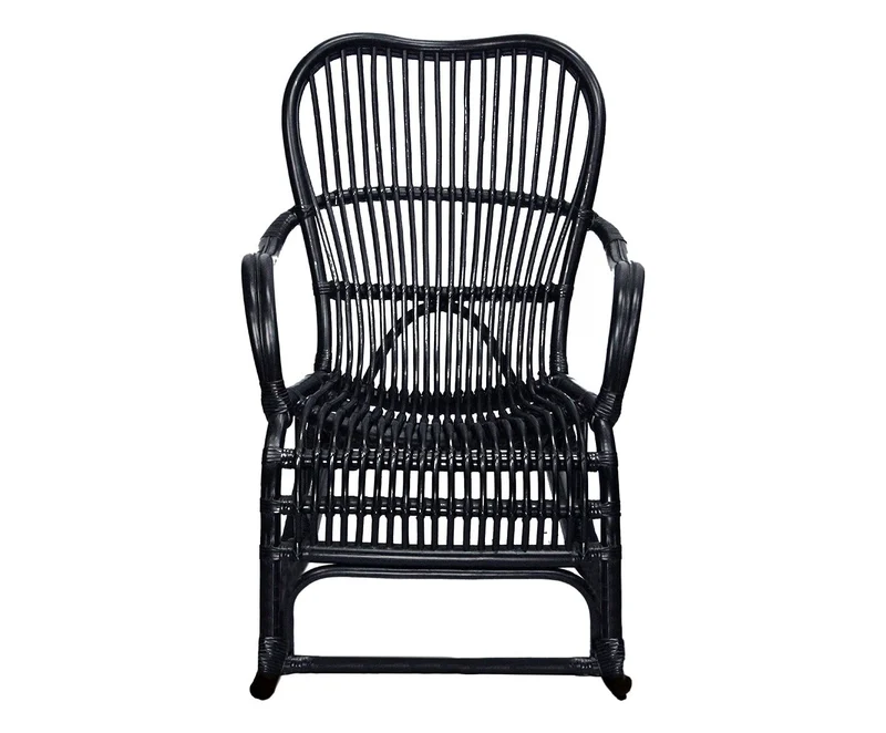 Way Home Store Fauteuil à Bascule en Bambou Noir - 95 x 56 x 86 cm