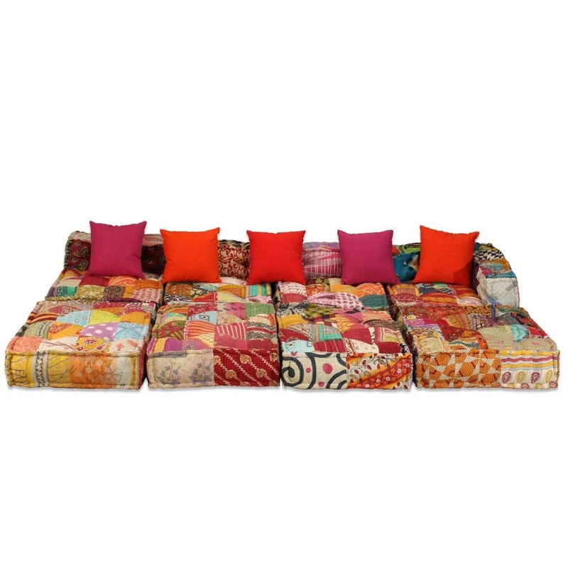 vidaXL Canapé-lit Modulable à 4 places Tissu Patchwork Canapé Convertible