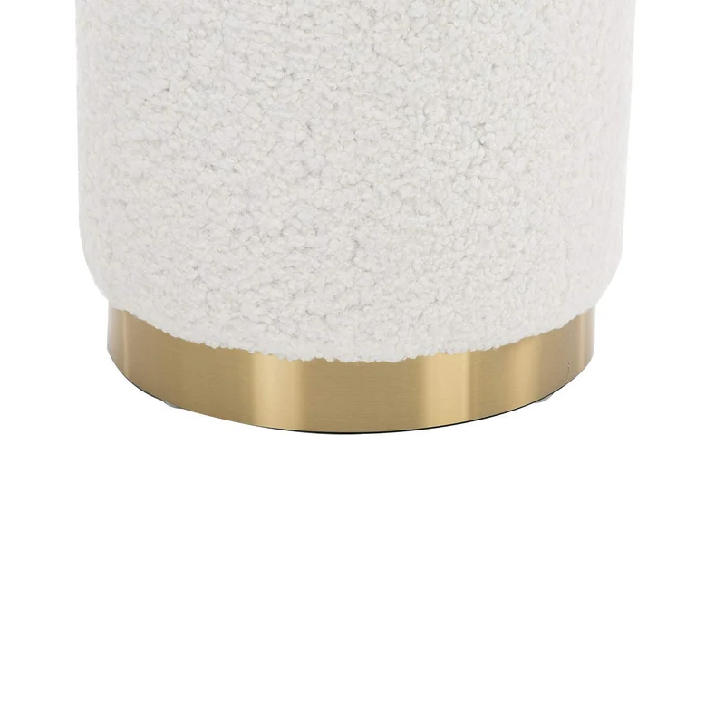 Wahson Pouf Tabouret en Fourrure Rond Repose Pieds avec Base en Métal Doré, Ottoman pour Salon/Chambre/Vestiaire