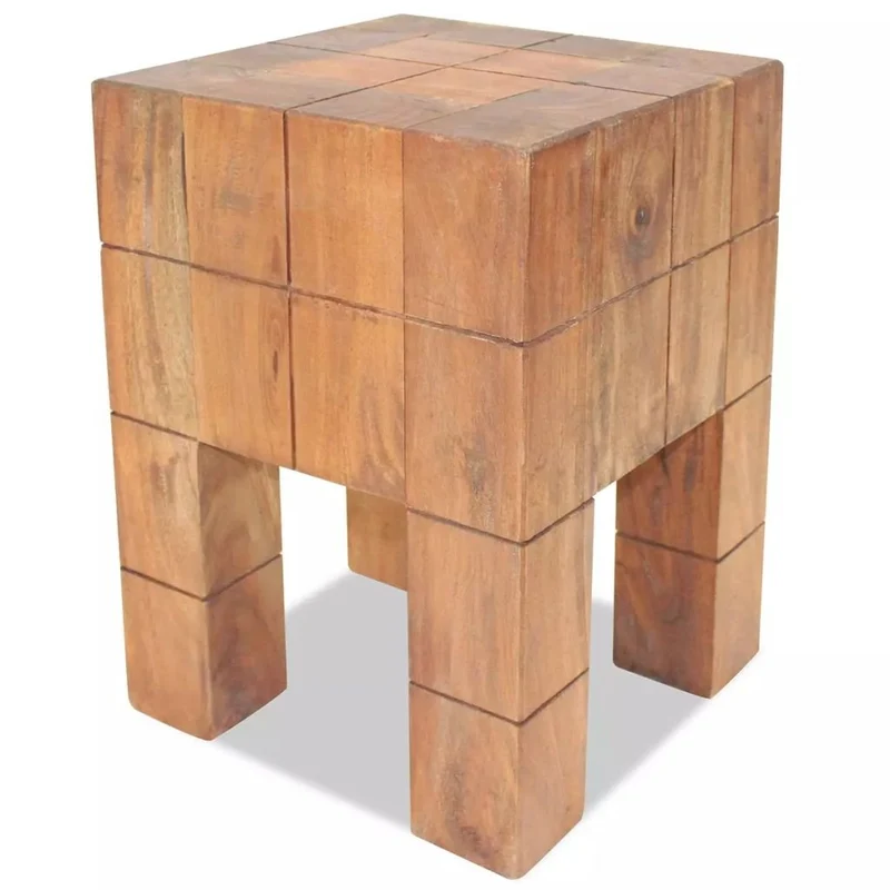 Tidyard Tabouret en Bois de Récupération Massif à La Main 28 x 28 x 40 cm