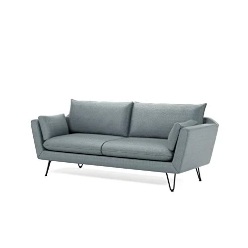 ARTHUR Canape droit fixe 4 places - Tissu gris - Contemporain - L 221 x P 88 cm