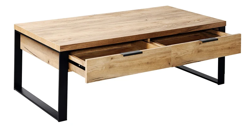Marque Amazon - Movian Ems - Table basse à tiroirs, 118 x 59 x 40 cm, Finition chêne