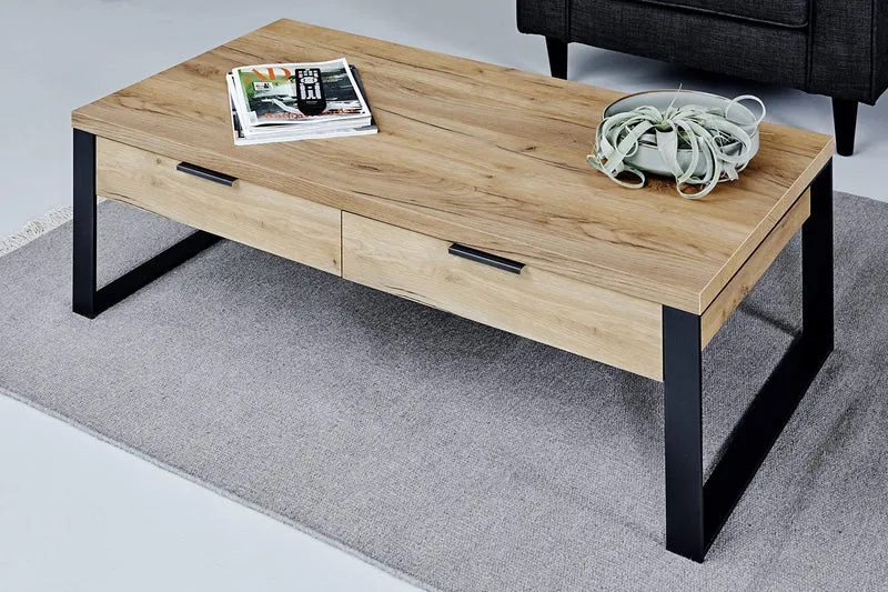 Marque Amazon - Movian Ems - Table basse à tiroirs, 118 x 59 x 40 cm, Finition chêne
