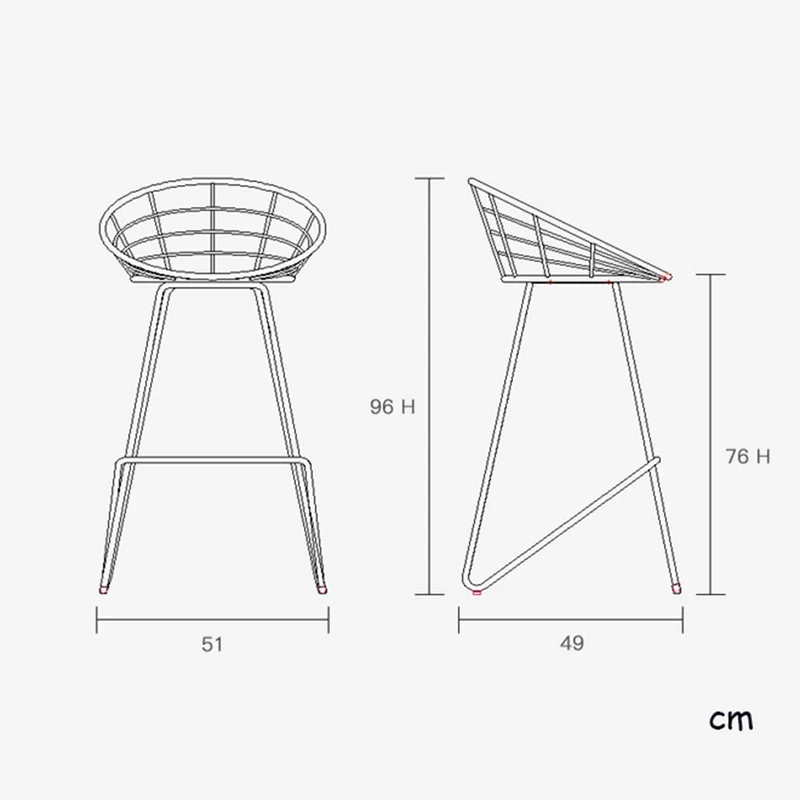 lxn Tabouret de bar Noir de simplicité Moderne, chaises Hautes de Salle à Manger rembourrées avec Tabouret Haut et Dos Creux, Pieds de Coussin en Coton Gris - 1pcs