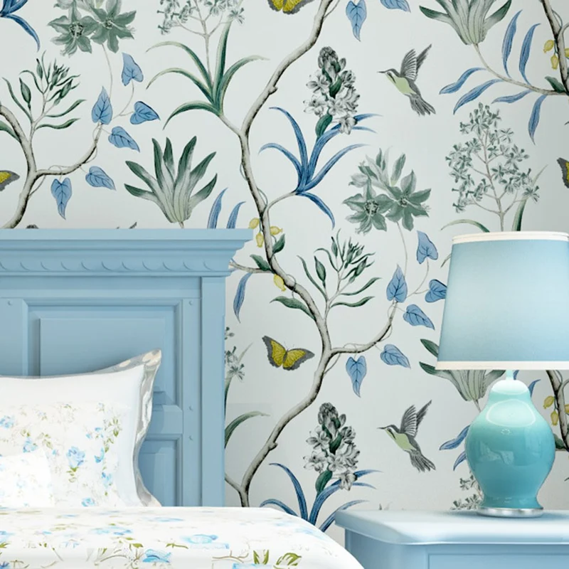 Diafrican Papier Peint Vinyle Fleurs et Oiseaux Nature de Village rétro Chambre à Coucher Salon télévision arrière-Plan