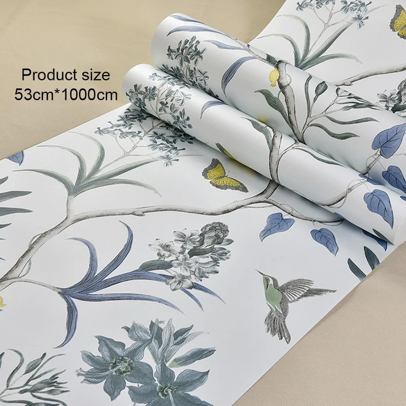 Diafrican Papier Peint Vinyle Fleurs et Oiseaux Nature de Village rétro Chambre à Coucher Salon télévision arrière-Plan