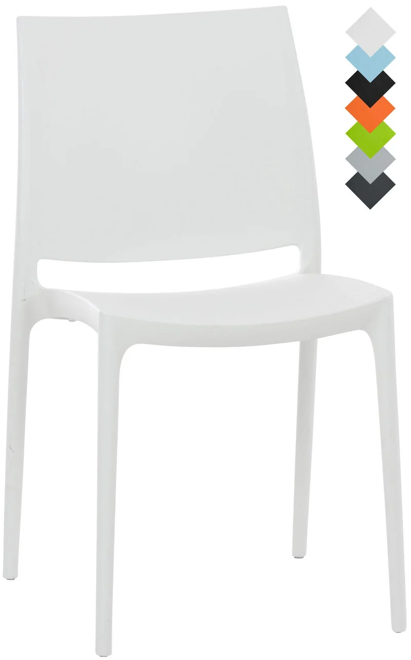 CLP Chaise de Jardin Maya en Plastique Empilable - Chaise de Cuisine Résistante aux UV, Chaise de Bistro - Charge Max. 160 kg: Blanc