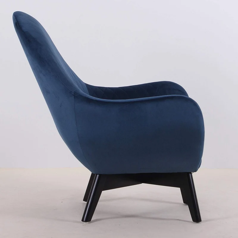 Menzzo Berlin Fauteuil, Velours, Bleu, 78