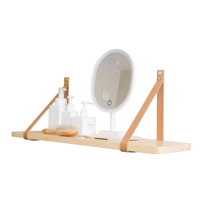 Étagère suspendue suspendue en bois flottant étagères de rangement bracelet en cuir swing bloc-notes 1 pièce ensemble 60 * 19 * 25cm