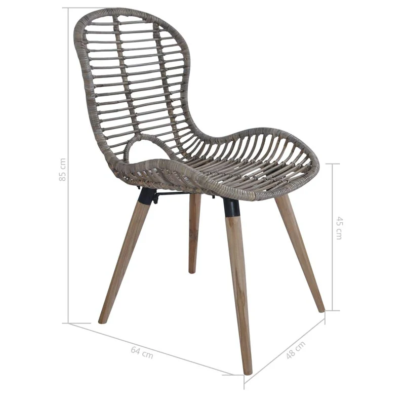 YiYueTrade 2 pcs Chaises de Salle à Manger Rotin Naturel Marron