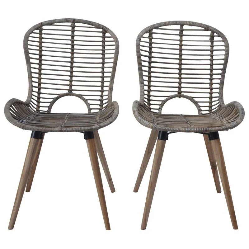 YiYueTrade 2 pcs Chaises de Salle à Manger Rotin Naturel Marron