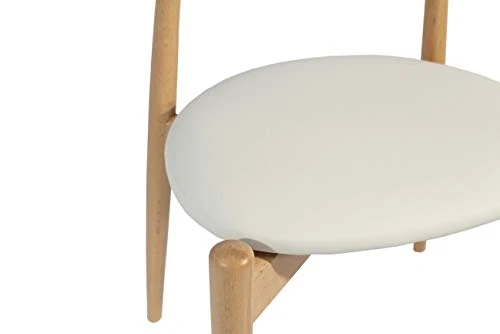 Rojas Mobiario SIL0269 Chaise, Structure en Bois de hêtre Massif et Assise tapissée en Simili Cuir, Blanc/Noir, Taille Unique