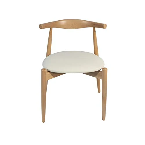 Rojas Mobiario SIL0269 Chaise, Structure en Bois de hêtre Massif et Assise tapissée en Simili Cuir, Blanc/Noir, Taille Unique