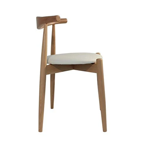 Rojas Mobiario SIL0269 Chaise, Structure en Bois de hêtre Massif et Assise tapissée en Simili Cuir, Blanc/Noir, Taille Unique