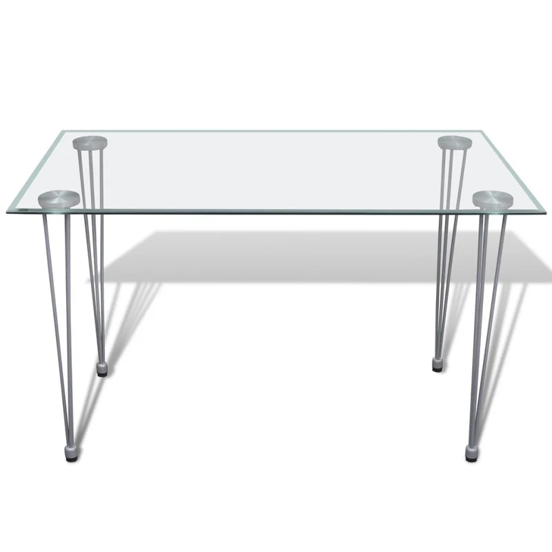 Anself 120 x 70 x 75cm Table en Verre avec Structure en Métal