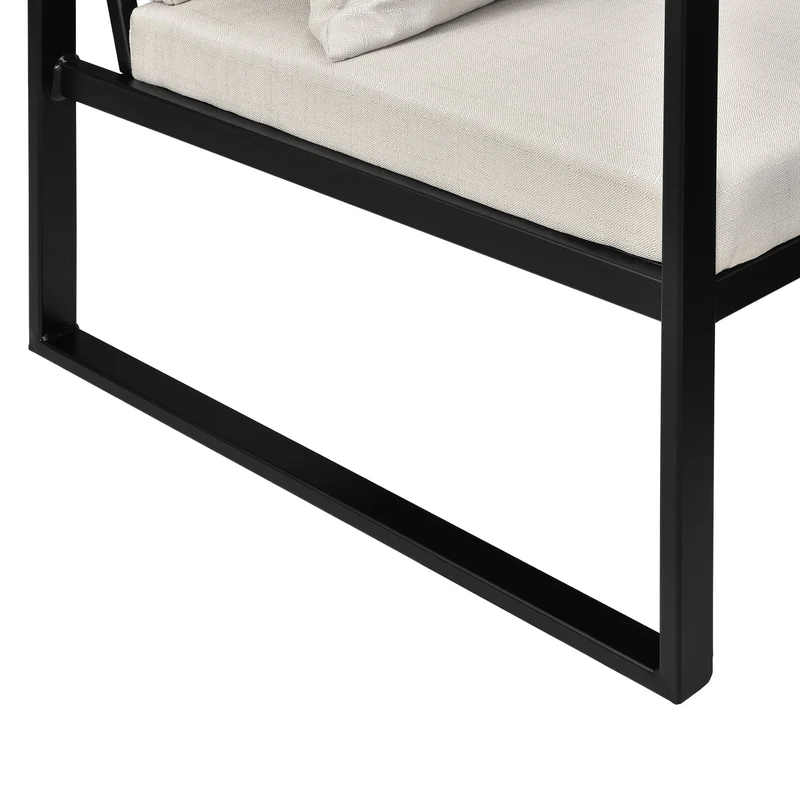 [en.casa] Fauteuil avec accoudoirs - Armature en Fer - Housse de Textile - Sable