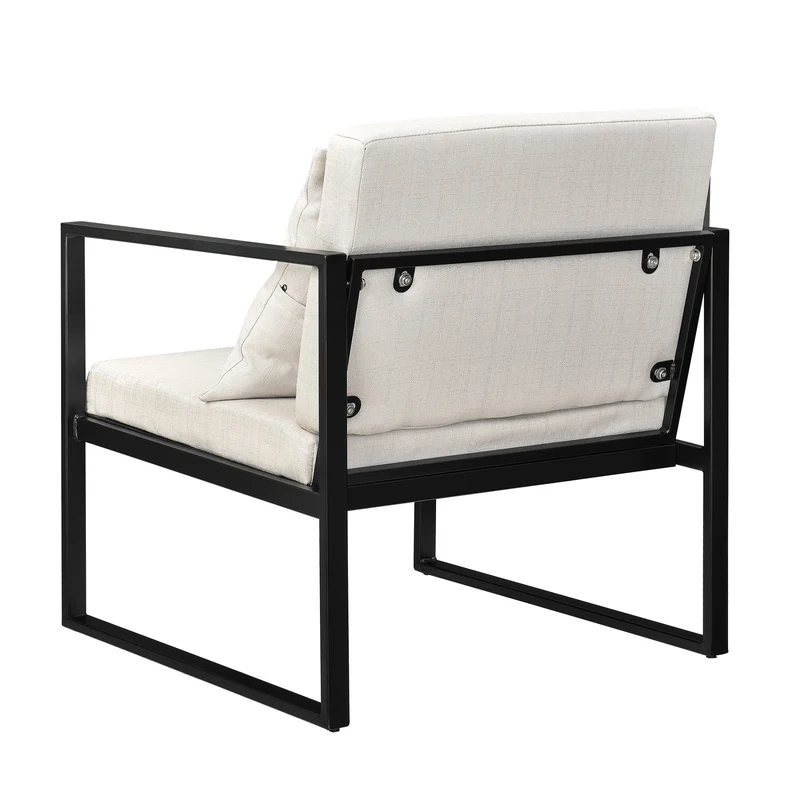 [en.casa] Fauteuil avec accoudoirs - Armature en Fer - Housse de Textile - Sable