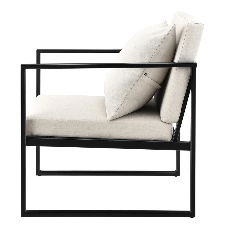 [en.casa] Fauteuil avec accoudoirs - Armature en Fer - Housse de Textile - Sable