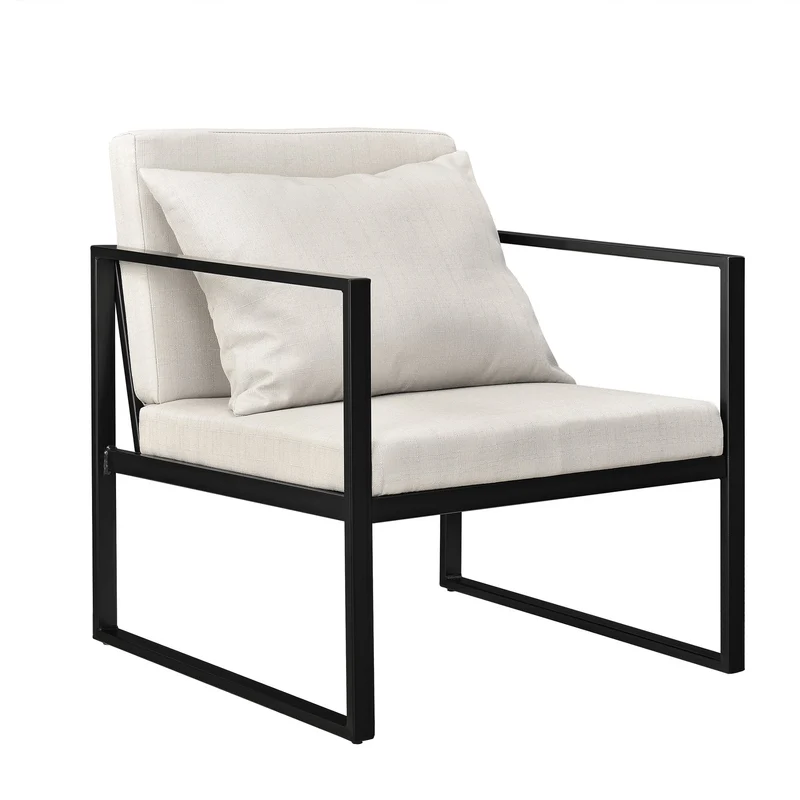 [en.casa] Fauteuil avec accoudoirs - Armature en Fer - Housse de Textile - Sable