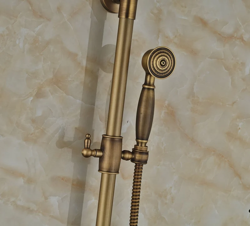 Rozine Laiton antique 20,3 cm précipitations de bain douche robinet support mural robinet mitigeur avec douchette à main, R2120