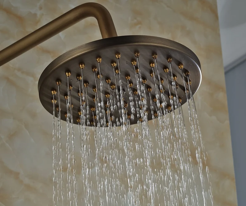 Rozine Laiton antique 20,3 cm précipitations de bain douche robinet support mural robinet mitigeur avec douchette à main, R2120