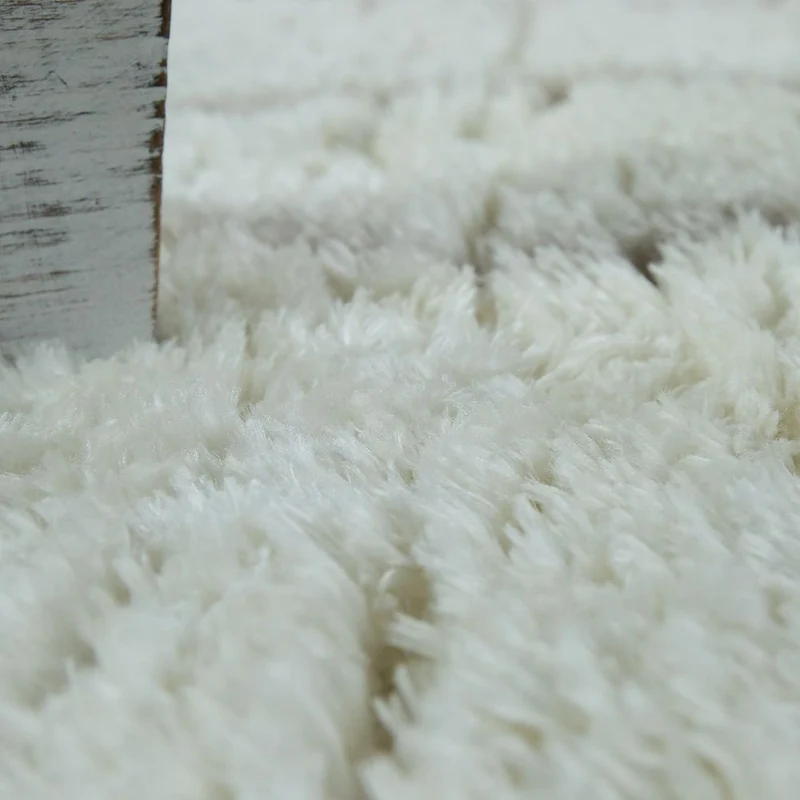 Paco Home Tapis Poils Hauts Moelleux Moderne Shaggy Style Flokati Motif Losange Crème, Dimension:160x230 cm