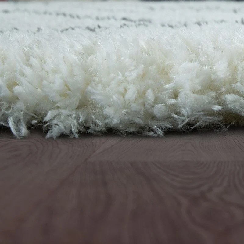 Paco Home Tapis Poils Hauts Moelleux Moderne Shaggy Style Flokati Motif Losange Crème, Dimension:160x230 cm