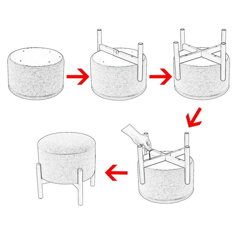 eSituro SOM0113 Tabouret Pouf Rond de Rangement avec Couvercle Amovible,Tabouret Coffre en Tissu et Bois Massif Gris Clair