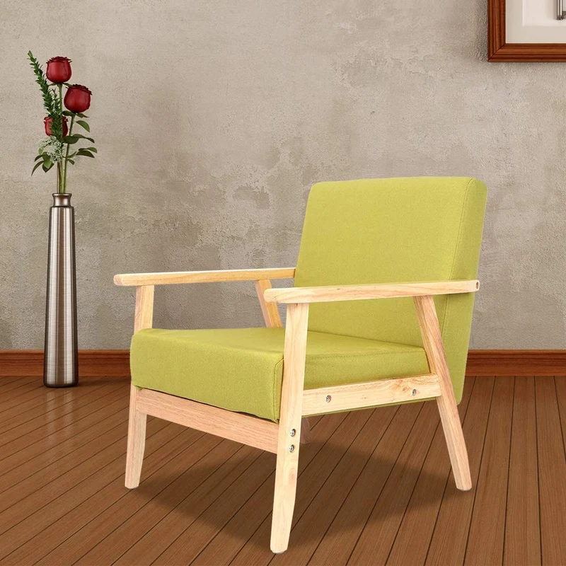 Fauteuil Relax Salon Chaise Salon Fauteuil Salon Fauteuil de Télévision Chaise Rembourrée Fauteuil Rembourré Durable Fauteuil Salon en Bois pour Salle de Séjour Chambre Jardin 63,5 x 63 x 70cm