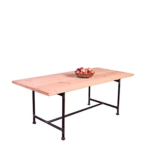 CosyWood Pieds de Tuyau en métal de Style Industriel Table de Salle à Manger, Maria (Beige)-Silver (Mild Steel), 8 Seater W200xD90xH75cm