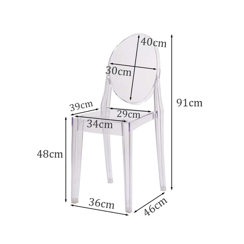 Across-EU Shop Lot de 2 Ghost Chaises en Acrylique Polycarbonate pour Salle à Manger, Salon, Bureau, Restaurant et Jardin, Taille: 91*35*48cm, Poids: 9kg, Transparent
